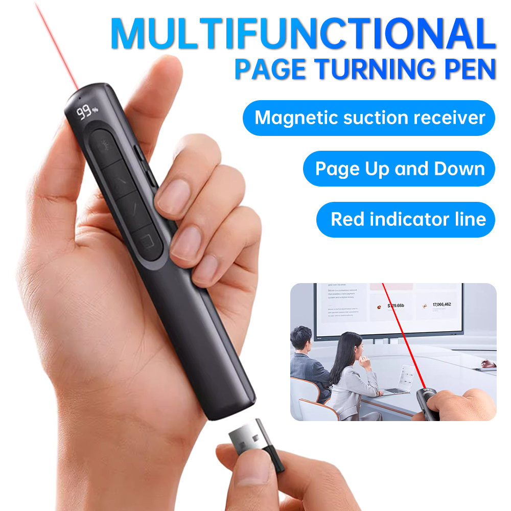Laser Pointer Presenter - Stylo tournant de Page multifonction numérique
