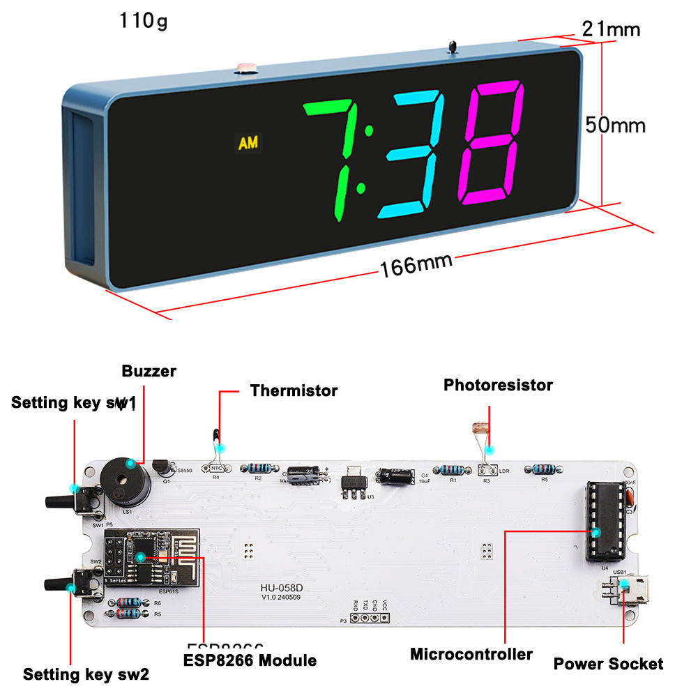 Kit d'horloge WiFi coloré, hor - Diy Electronics Gadgets avis et prix